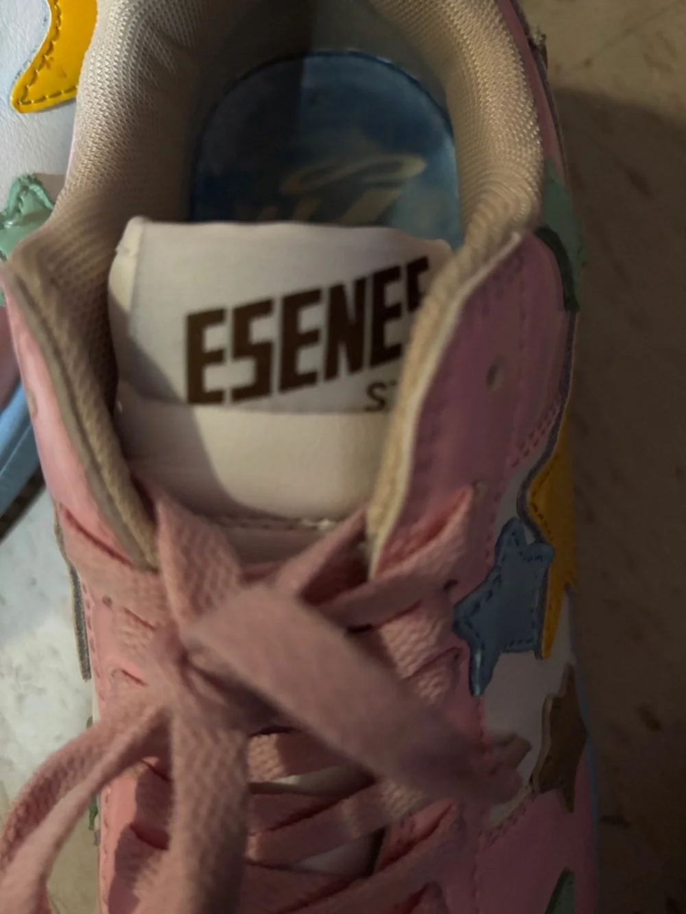 Girls/Men Pink Star Accent Sneakers with Pastel Multi Stars